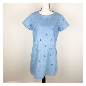 Boden Verity Denim Embroidered Eyelet Shift Dress Petite